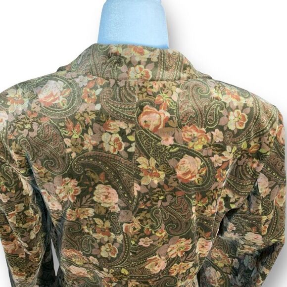 Vintage Brown Dark Floral Paisley Tailored Blazer Jacket Size 10 Made in USA - Picture 3 of 10